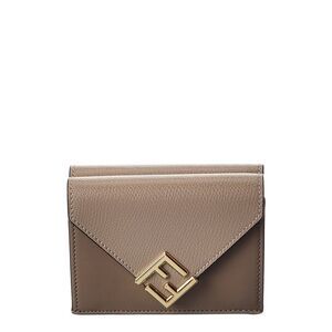 Fendi Ff Diamonds Leather Wallet, Grey